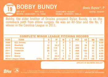 2013 Topps Heritage Minor League #19 Bobby Bundy Back