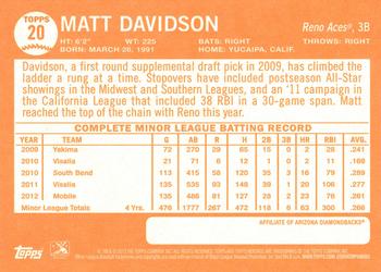 2013 Topps Heritage Minor League #20 Matt Davidson Back