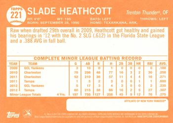 2013 Topps Heritage Minor League #221 Slade Heathcott Back