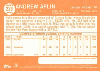 2013 Topps Heritage Minor League #223 Andrew Aplin Back