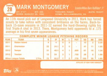 2013 Topps Heritage Minor League #28 Mark Montgomery Back