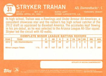 2013 Topps Heritage Minor League #31 Stryker Trahan Back