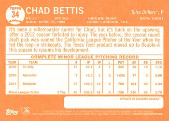 2013 Topps Heritage Minor League #34 Chad Bettis Back