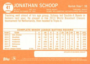 2013 Topps Heritage Minor League #41 Jonathan Schoop Back