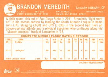 2013 Topps Heritage Minor League #45 Brandon Meredith Back