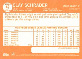 2013 Topps Heritage Minor League #47 Clay Schrader Back