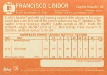 2013 Topps Heritage Minor League #85 Francisco Lindor Back
