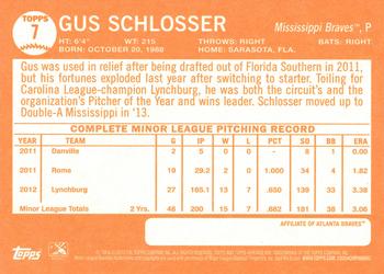 2013 Topps Heritage Minor League #7 Gus Schlosser Back