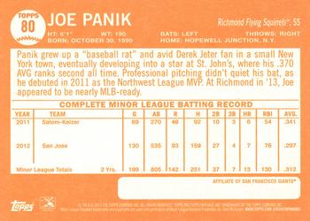 2013 Topps Heritage Minor League #80 Joe Panik Back