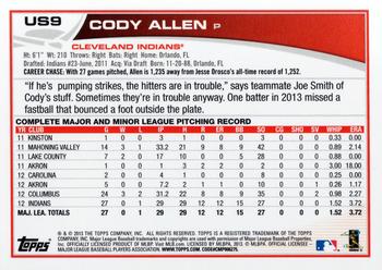 2013 Topps Update #US9 Cody Allen Back