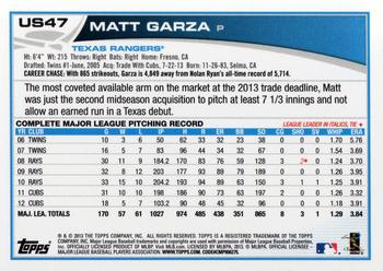 2013 Topps Update #US47 Matt Garza Back