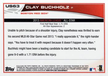 2013 Topps Update #US63 Clay Buchholz Back