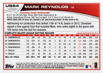 2013 Topps Update #US64 Mark Reynolds Back