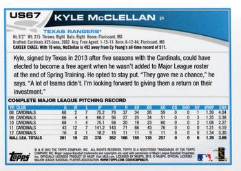 2013 Topps Update #US67 Kyle McClellan Back