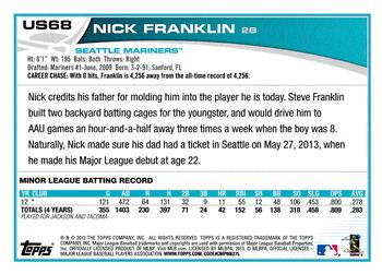 2013 Topps Update #US68 Nick Franklin Back
