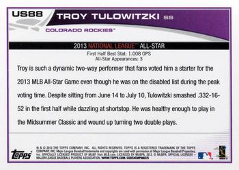 2013 Topps Update #US88 Troy Tulowitzki Back