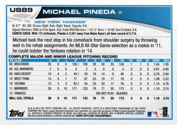 2013 Topps Update #US89 Michael Pineda Back