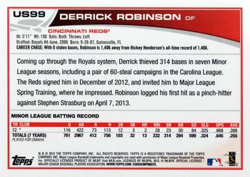 2013 Topps Update #US99 Derrick Robinson Back