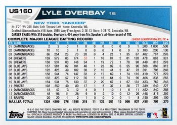 2013 Topps Update #US160 Lyle Overbay Back