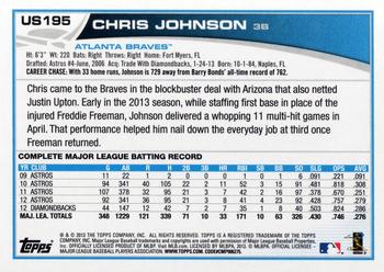 2013 Topps Update #US195 Chris Johnson Back