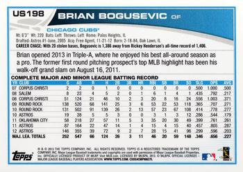 2013 Topps Update #US198 Brian Bogusevic Back