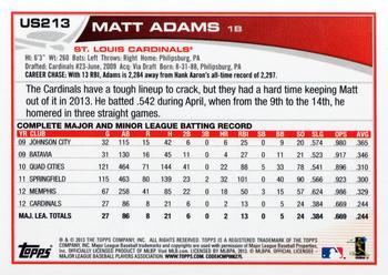2013 Topps Update #US213 Matt Adams Back