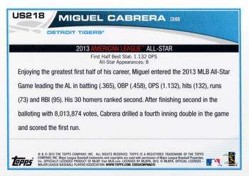 2013 Topps Update #US218 Miguel Cabrera Back