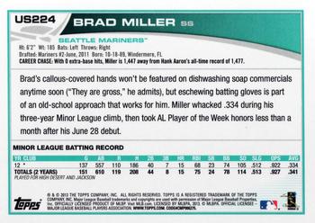 2013 Topps Update #US224 Brad Miller Back