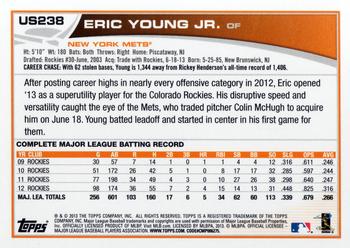 2013 Topps Update #US238 Eric Young Jr. Back
