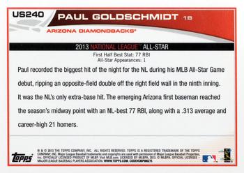 2013 Topps Update #US240 Paul Goldschmidt Back