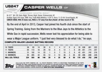 2013 Topps Update #US247 Casper Wells Back