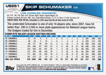 2013 Topps Update #US261 Skip Schumaker Back