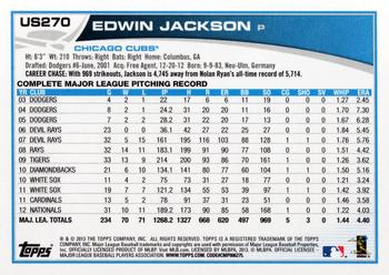 2013 Topps Update #US270 Edwin Jackson Back