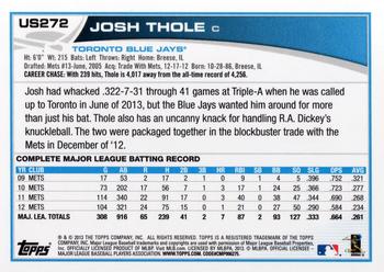 2013 Topps Update #US272 Josh Thole Back