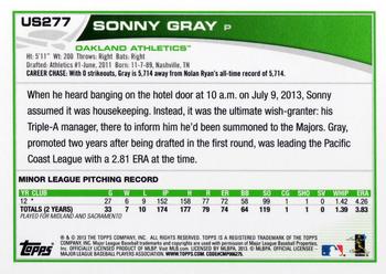 2013 Topps Update #US277 Sonny Gray Back