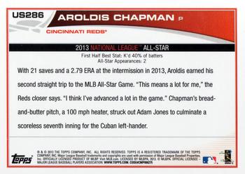 2013 Topps Update #US286 Aroldis Chapman Back