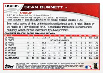 2013 Topps Update #US295 Sean Burnett Back