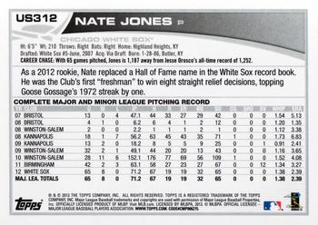 2013 Topps Update #US312 Nate Jones Back