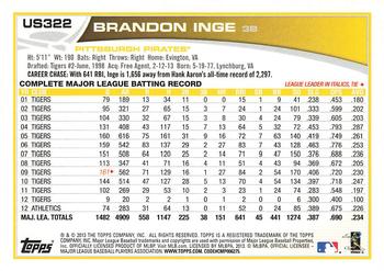2013 Topps Update #US322 Brandon Inge Back