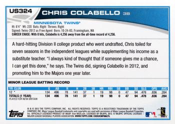 2013 Topps Update #US324 Chris Colabello Back