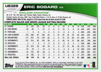 2013 Topps Update #US328 Eric Sogard Back