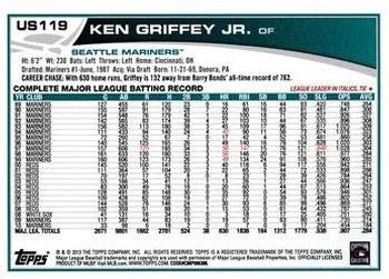 2013 Topps Update #US119 Ken Griffey Jr. Back