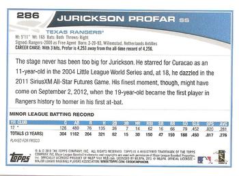 2013 Topps Update #286 Jurickson Profar Back