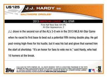 2013 Topps Update #US125 J.J. Hardy Back
