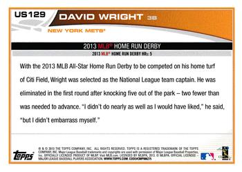 2013 Topps Update #US129 David Wright Back