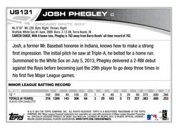 2013 Topps Update #US131 Josh Phegley Back