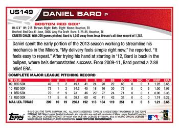 2013 Topps Update #US149 Daniel Bard Back