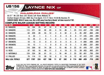 2013 Topps Update #US156 Laynce Nix Back
