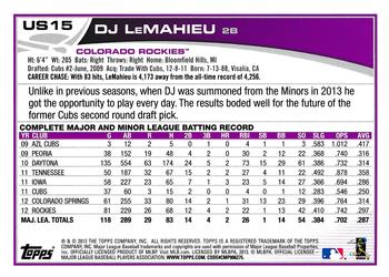 2013 Topps Update #US15 D.J. LeMahieu Back