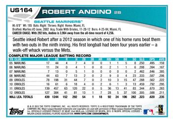 2013 Topps Update #US164 Robert Andino Back